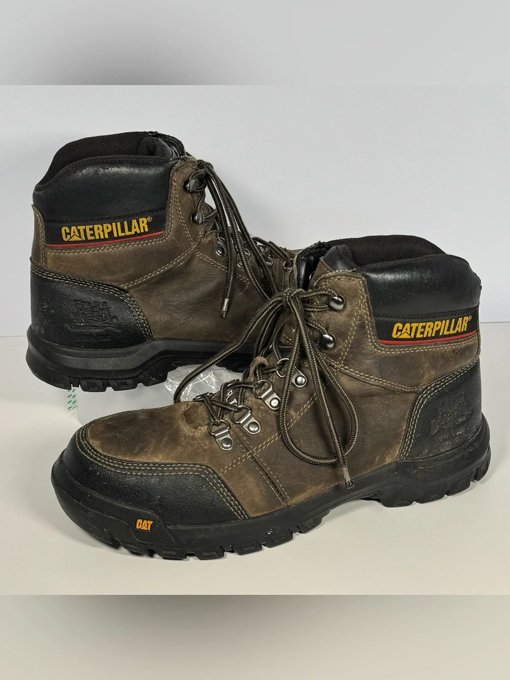 Caterpillar CAT Men’s 9.5 Wide P90802 Steel Toe Leather Work Boots Brown Outdoor